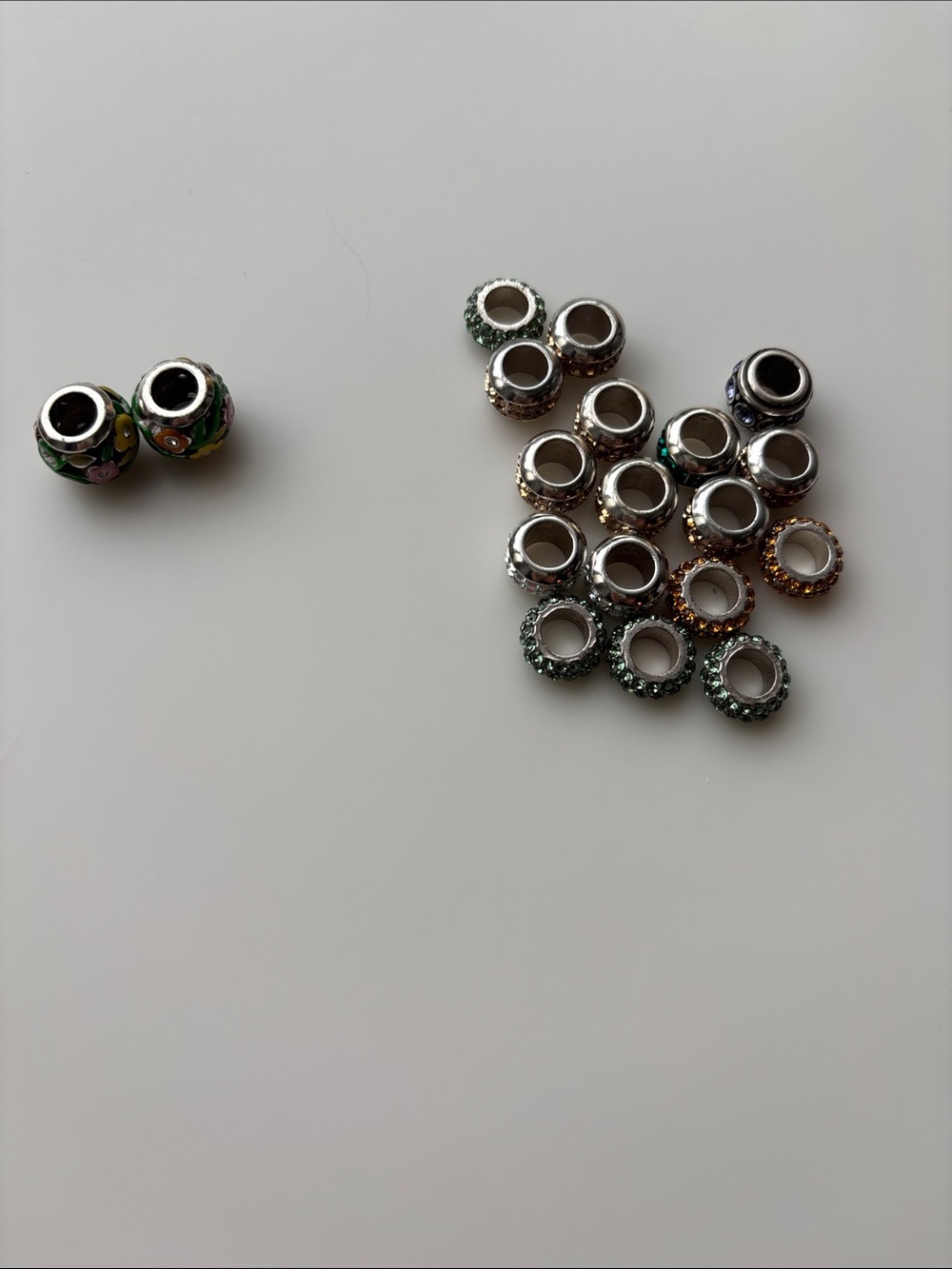 Brighton various Silver and Green Accent Rondelle Beads charms - Picture 2 of 7